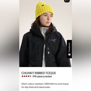 NWT! Arc'teryx Chunky Ribbed Toque - Yellow